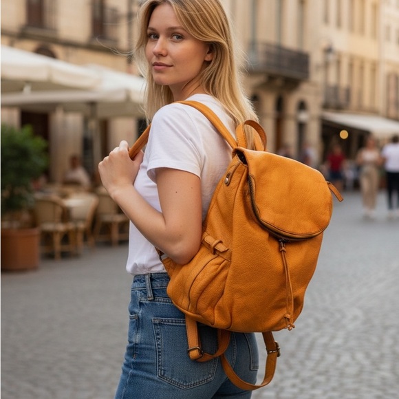 Handbags - Frye & Co Elegant bright tan Women's Backpack